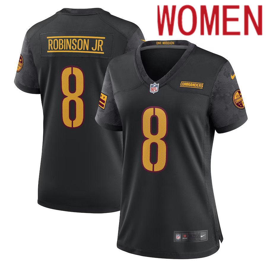 Women Washington Commanders #8 Brian Robinson Jr. Nike Black Alternate Game NFL Jersey->women nfl jersey->Women Jersey